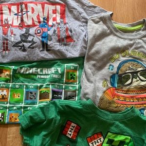 Boys graphic tshirt bundle. Minecraft. Marvel